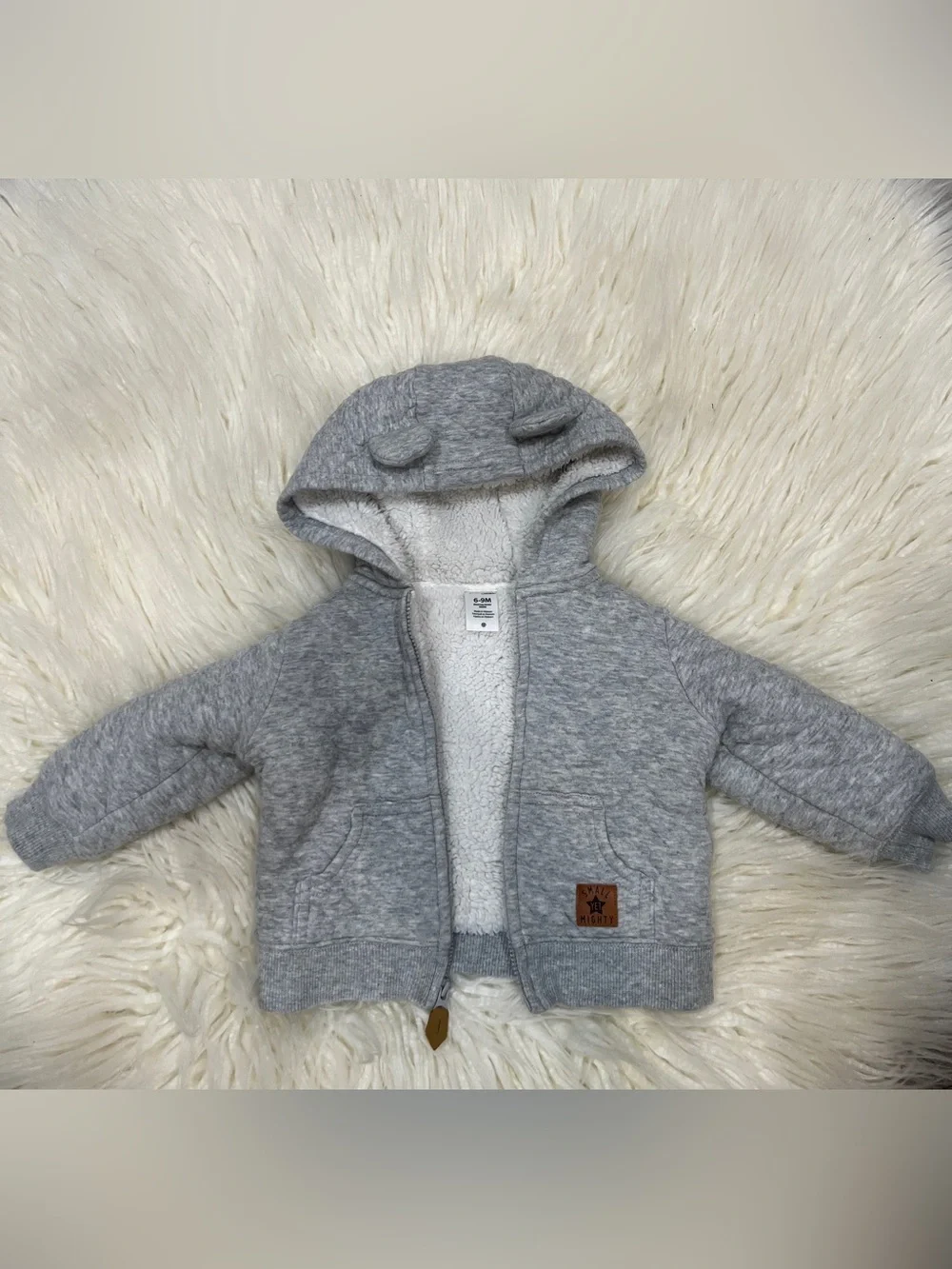 Carter's Heather Gray Sherpa-Lined Hooded Jacket with Ear Details